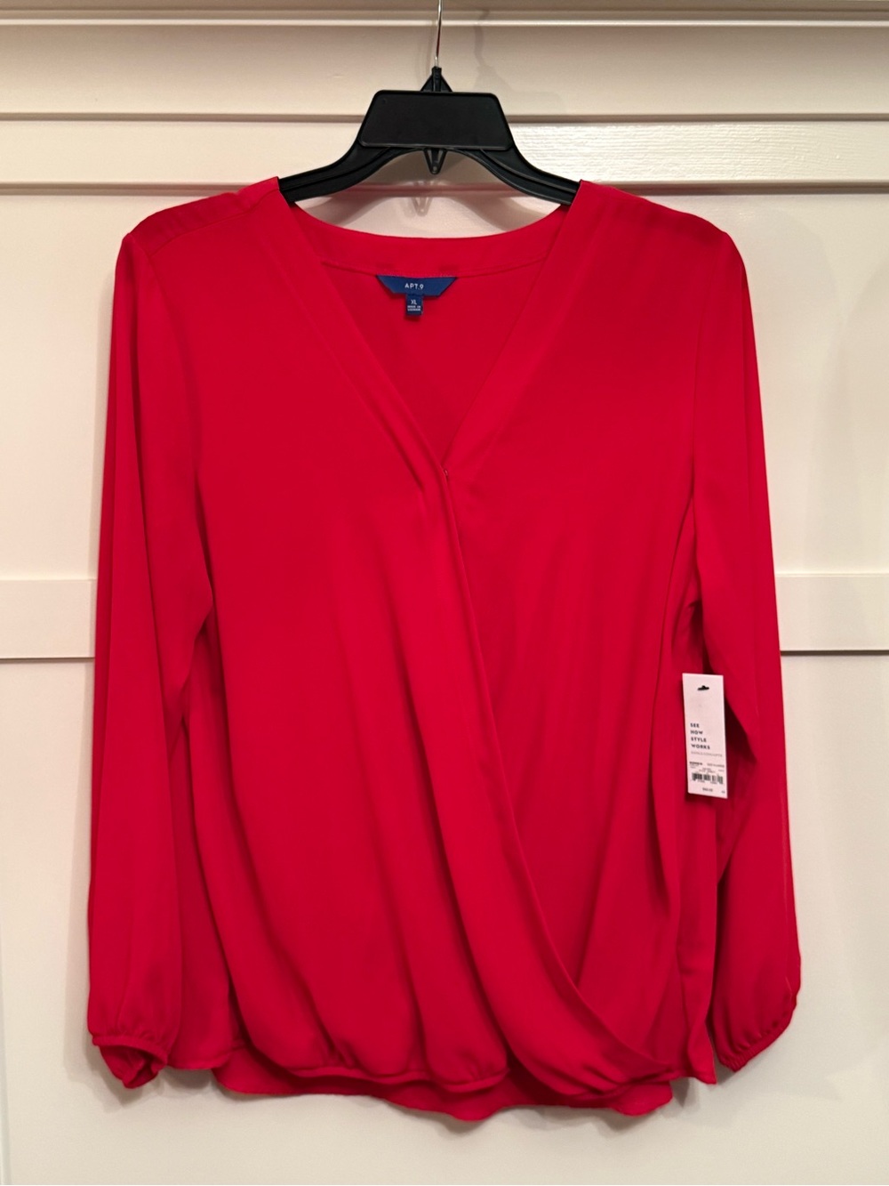 Apt. 9 Bright Red Surplice Blouse